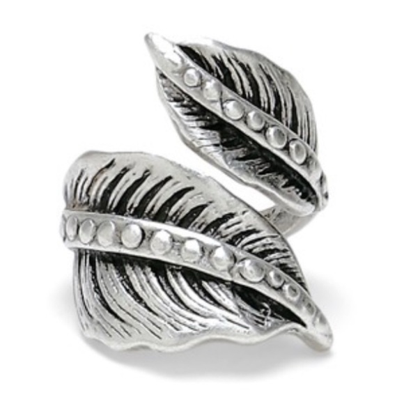 Silver Leaf Adjustable Ring Handcrafted Brass, 925 Silver-Plated, Hypoallergenic - Picture 5 of 7